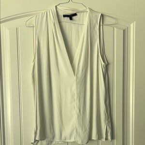 White House Black Market Wrap Blouse Sleeveless Cream Sz L
